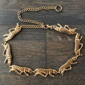 Vintage gold chain cheetah belt